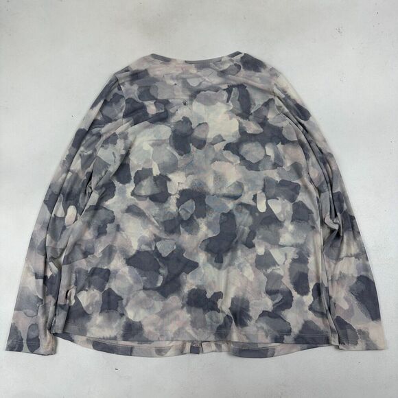 LOGO Lori Goldstein Mesh Button Shirt Cardigan Watercolor Nylon Blend Stretch L - Picture 8 of 11